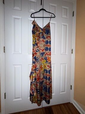 Guess Multicolor Floral Slip Maxi Dress in Blue, Yellow, Red